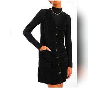 Black Button-Down Corduroy Dress